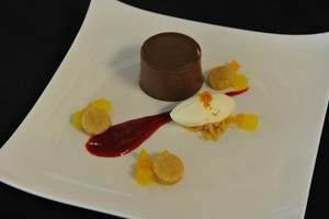 Teresa Joe - Dark Chocolate Cremeaux wtih Ginger sable and Orange Gelee